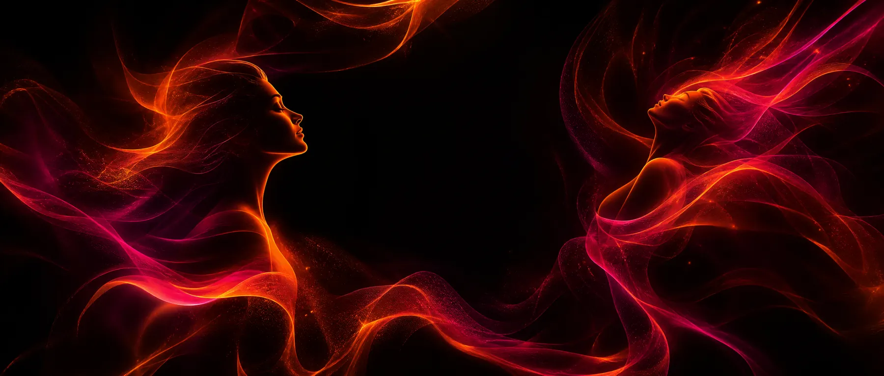 Ember and magenta light flowing like sound waves