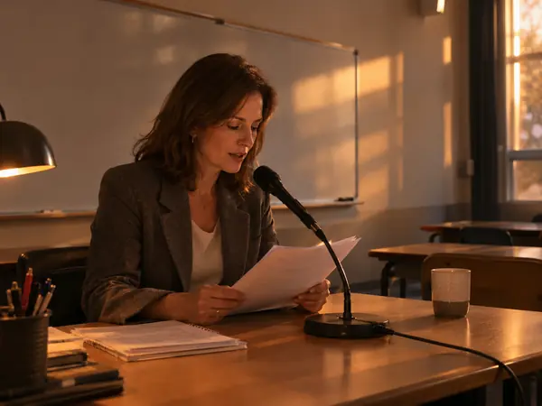 A teacher recording a lesson